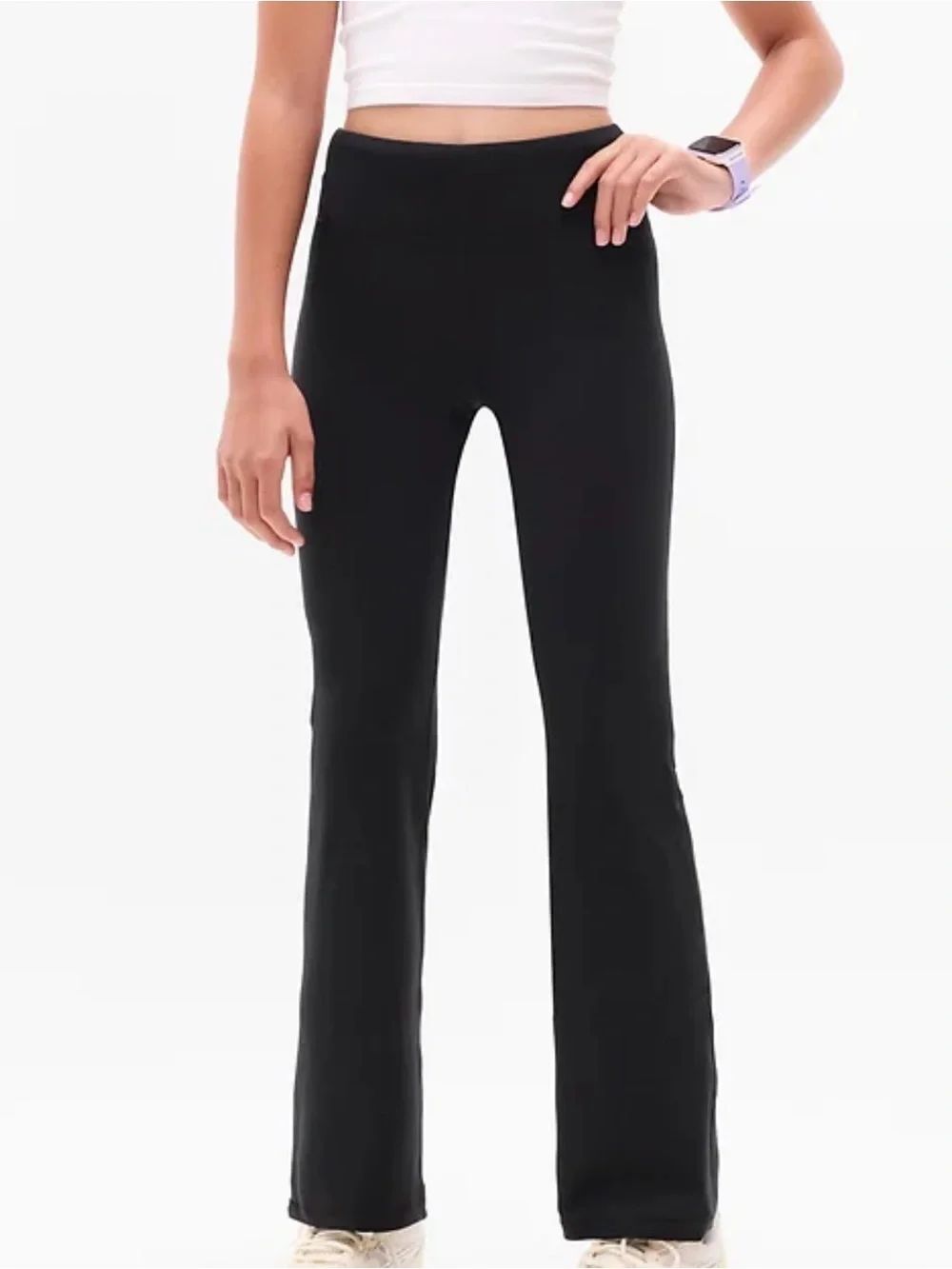 Athleta Girl Black High Rise Chit Chat Flare Athletic Pants Sz XS (6)